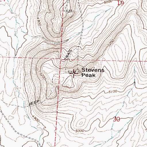 Topographic Map of Stevens Peak, ID