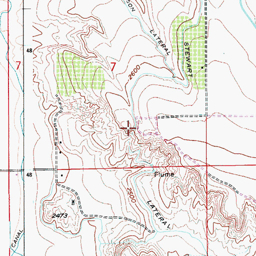 Topographic Map of Stewart Lateral, ID