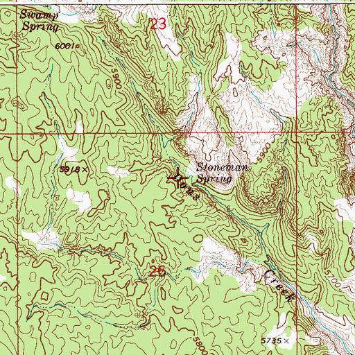 Topographic Map of Stoneman Spring, ID