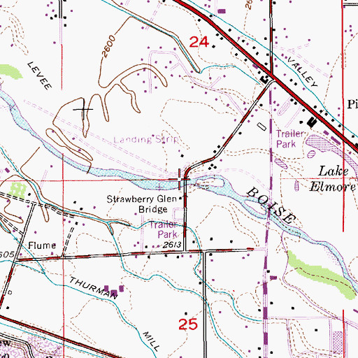 Topographic Map of Strawberry Glen Bridge, ID