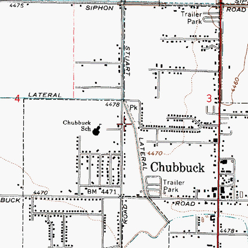 Topographic Map of Stuart Lateral, ID
