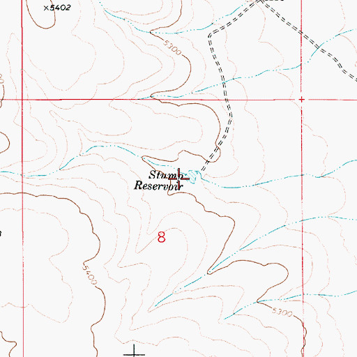 Topographic Map of Stump Reservoir, ID