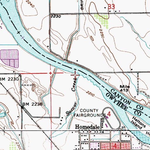 Topographic Map of Succor Creek, ID