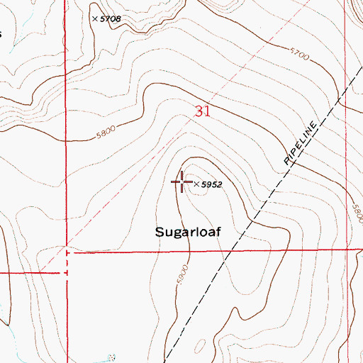 Topographic Map of Sugarloaf, ID