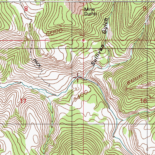 Topographic Map of Sullivan Gulch, ID