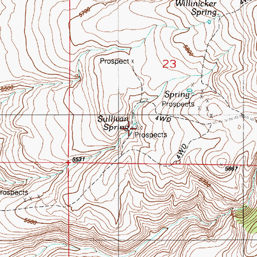 Topographic Map of Sullivan Spring, ID