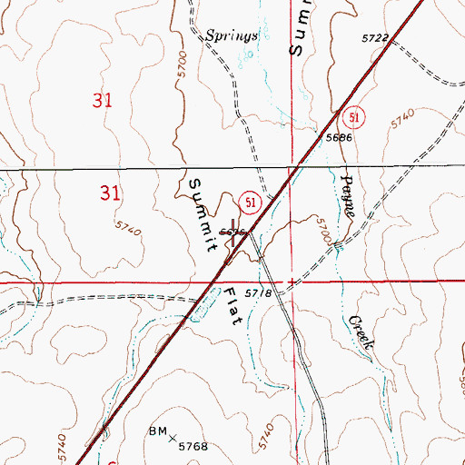Topographic Map of Summit Flat, ID