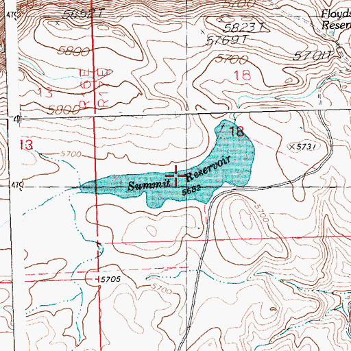 Topographic Map of Summit Reservoir, ID