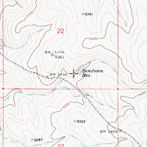Topographic Map of Sundown Reservoir, ID