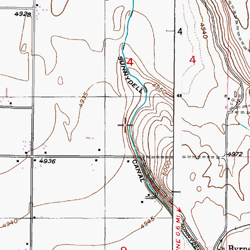 Topographic Map of Sunnydell Canal, ID