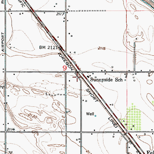Topographic Map of Sunnyside School, ID