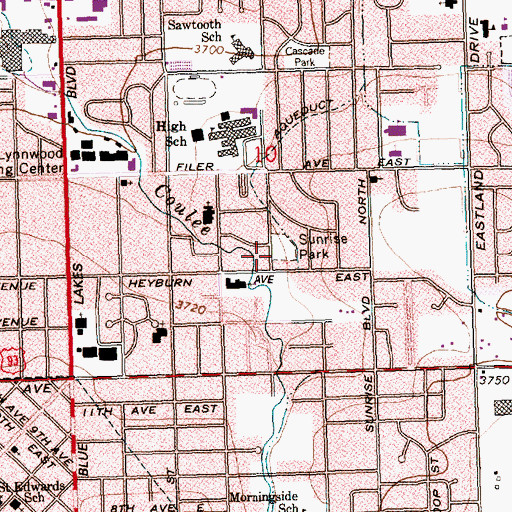 Topographic Map of Sunrise Park, ID