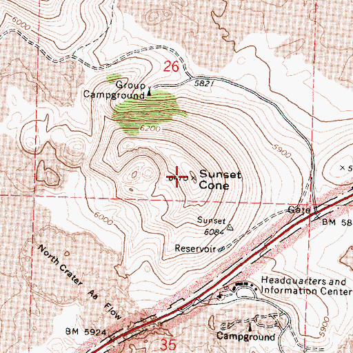 Topographic Map of Sunset Cone, ID
