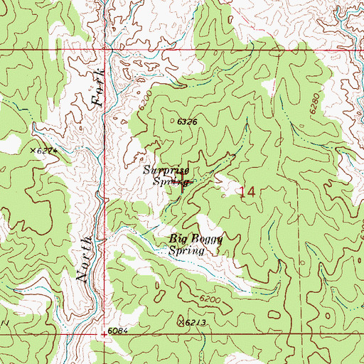 Topographic Map of Surprise Spring, ID