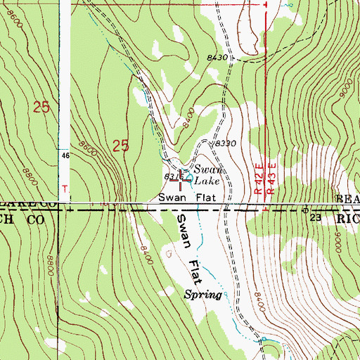 Topographic Map of Swan Lake, ID