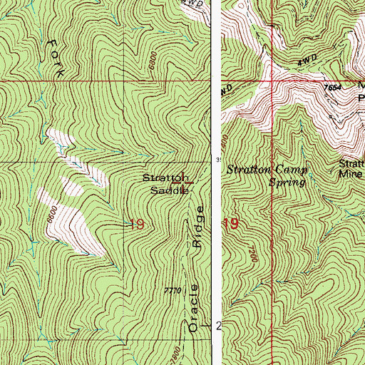 Topographic Map of Stratton Saddle, AZ
