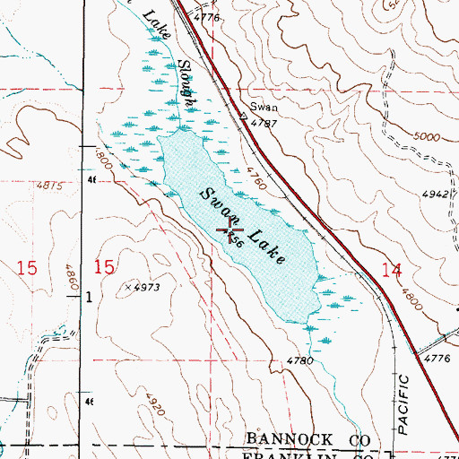 Topographic Map of Swan Lake, ID