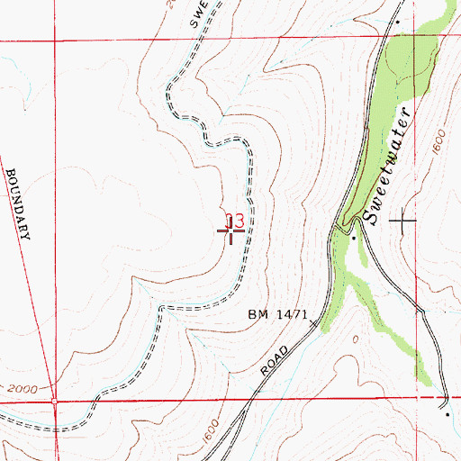 Topographic Map of Sweetwater Canal, ID