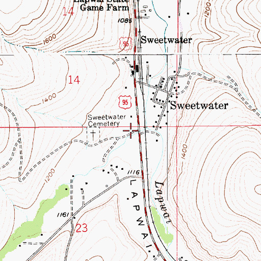 Topographic Map of Sweetwater Creek, ID