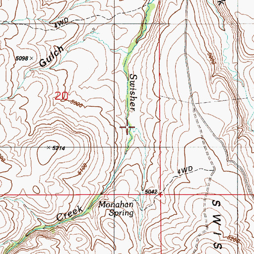 Topographic Map of Chimney Creek, ID
