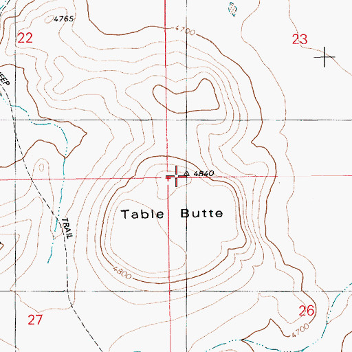 Topographic Map of Table Butte, ID
