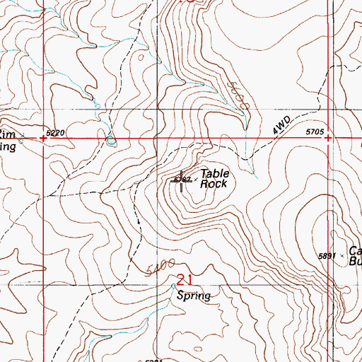 Topographic Map of Table Rock, ID