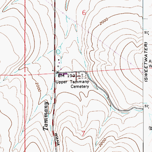 Topographic Map of Tammany Cemetery, ID