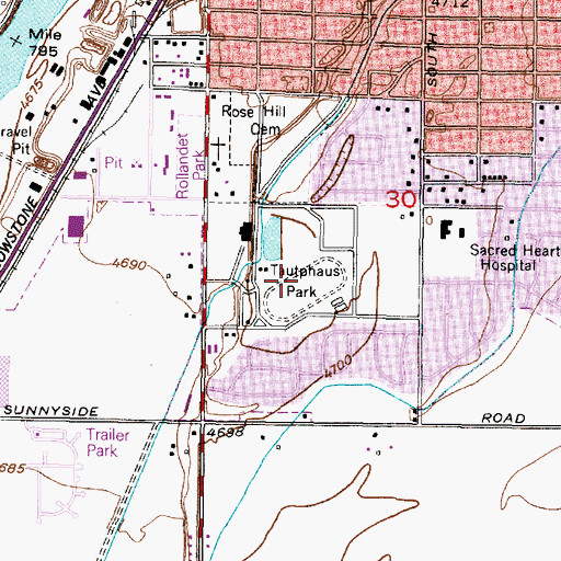 Topographic Map of Tautphaus Park, ID