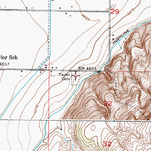 Topographic Map of Taylor Cemetery, ID