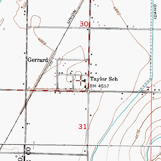 Topographic Map of Taylor School, ID