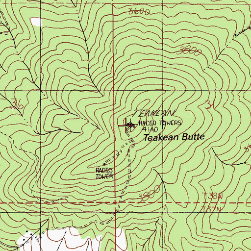 Topographic Map of Teakean Butte, ID