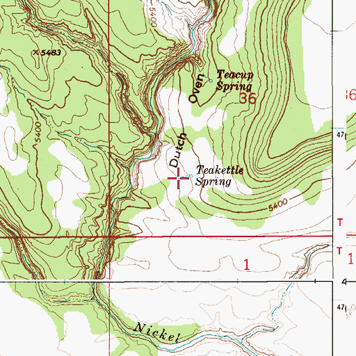 Topographic Map of Teakettle Spring, ID