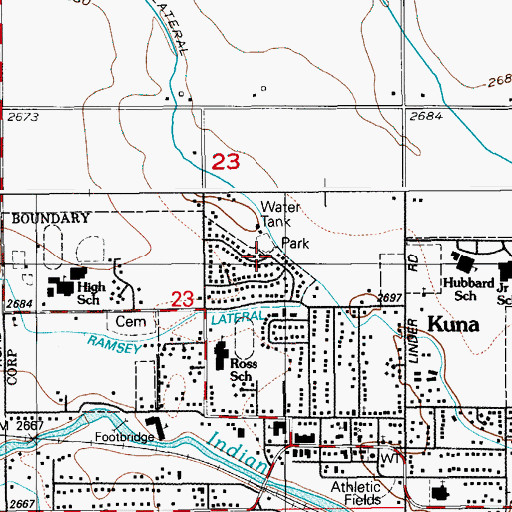 Topographic Map of Teed Lateral, ID