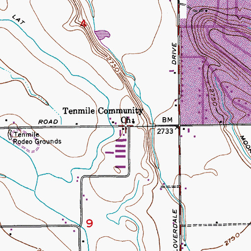 Topographic Map of Tenmile Community Church, ID