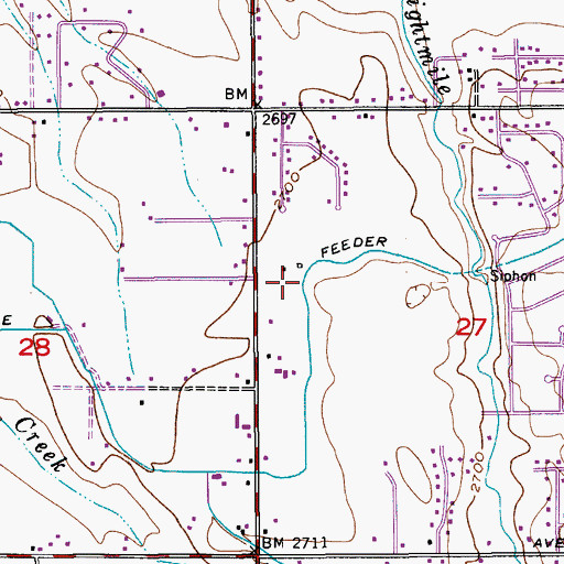 Topographic Map of Tenmile Feeder Canal, ID