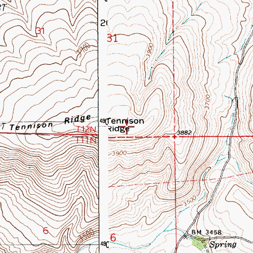 Topographic Map of Tennison Ridge, ID