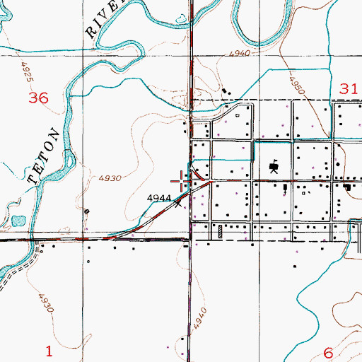 Topographic Map of Teton, ID