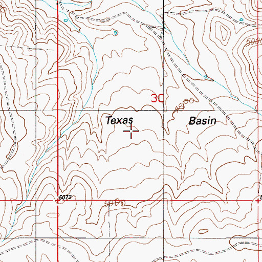 Topographic Map of Texas Basin, ID
