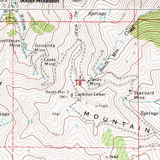 Topographic Map of Texas Mine, ID