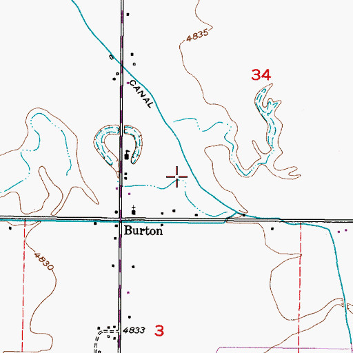 Topographic Map of Texas Slough Canal, ID