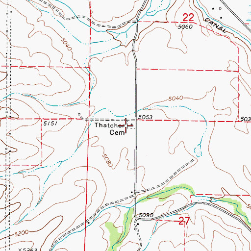 Topographic Map of Thatcher Cemetery, ID