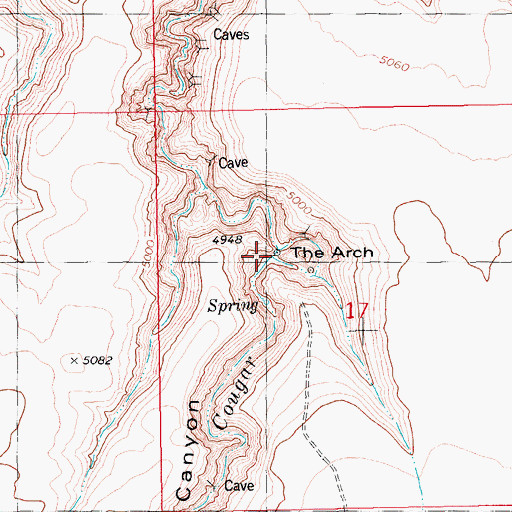 Topographic Map of The Arch, ID