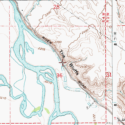 Topographic Map of The Bluffs, ID