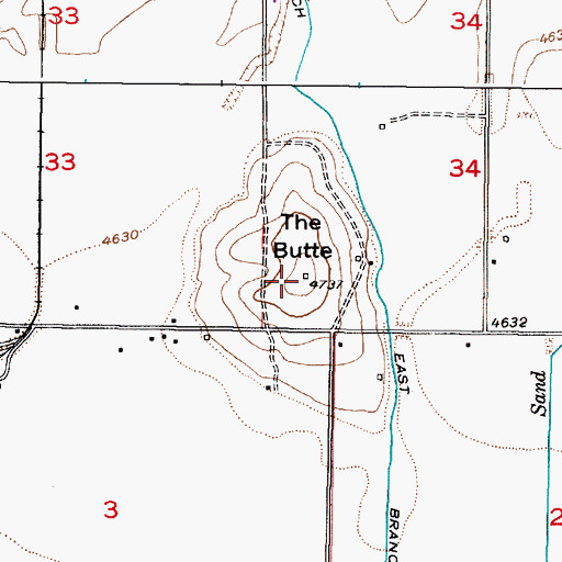Topographic Map of The Butte, ID