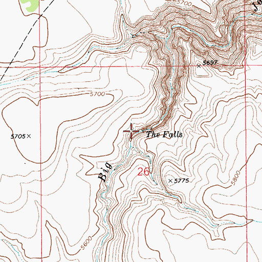 Topographic Map of The Falls, ID