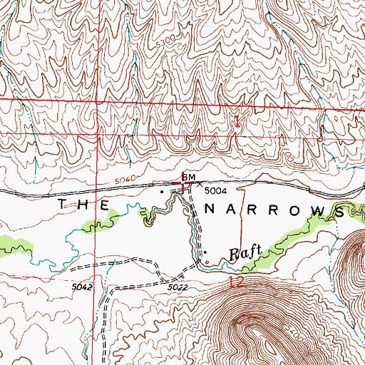 Topographic Map of The Narrows, ID