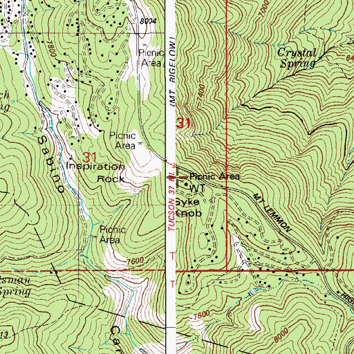 Topographic Map of Sykes Knob Picnic Area, AZ