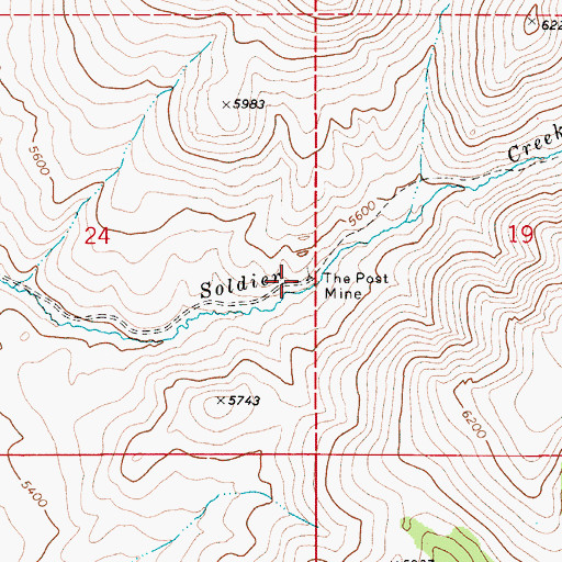 Topographic Map of The Post Mine, ID
