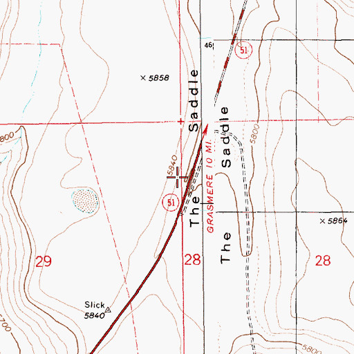 Topographic Map of The Saddle, ID