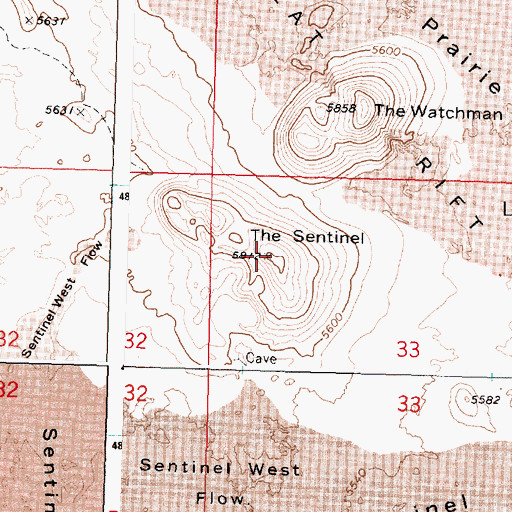 Topographic Map of The Sentinel, ID